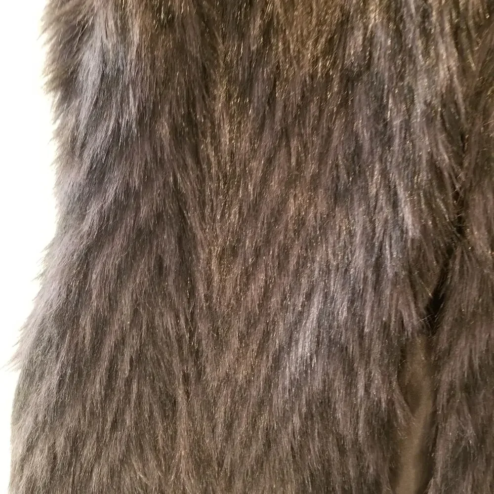 Say What? Black Faux Fur Fitted Vest Lined inside Sleeveless Women's Size‎ S